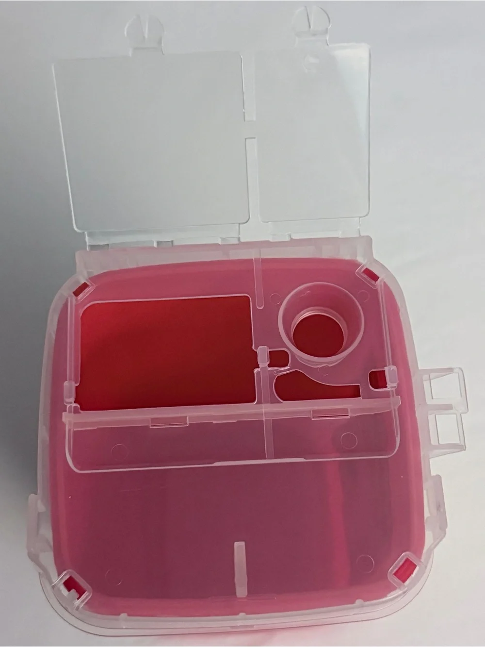 Red Clinical Sharps Container with Biohazard Label Medical Safety Disposable Can